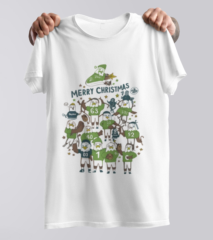 Philly Merry Christmas Tree Sports Inspired Gathering Holiday Tee T-Shirt