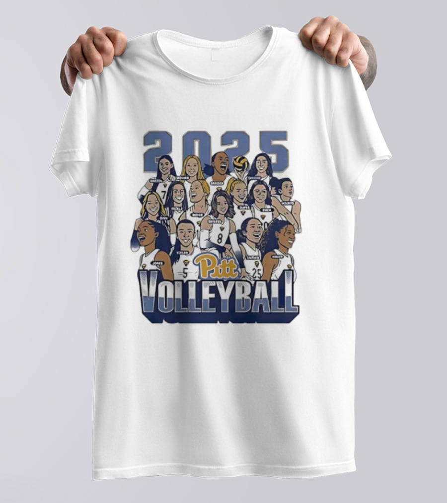 Pitt Volleyball 2025 Pittsburgh Panthers Team Caricature T-Shirt