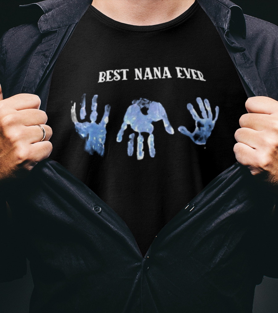 Best Nana Ever White Handprints T-Shirt