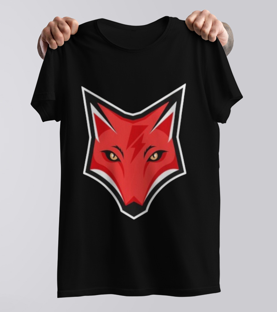 Electric Fox Lightning Emblem Red Fox Face T-Shirt