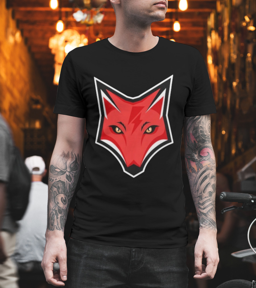 Electric Fox Lightning Emblem Red Fox Face T-Shirt