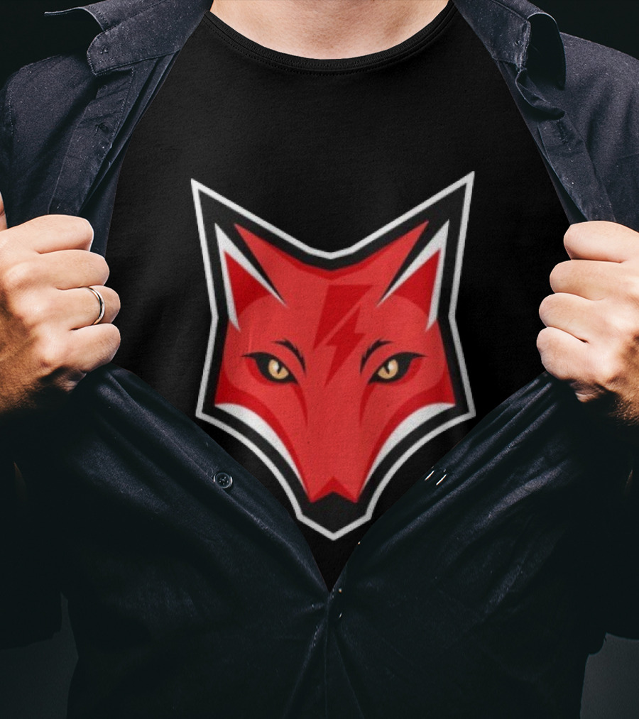 Electric Fox Lightning Emblem Red Fox Face T-Shirt