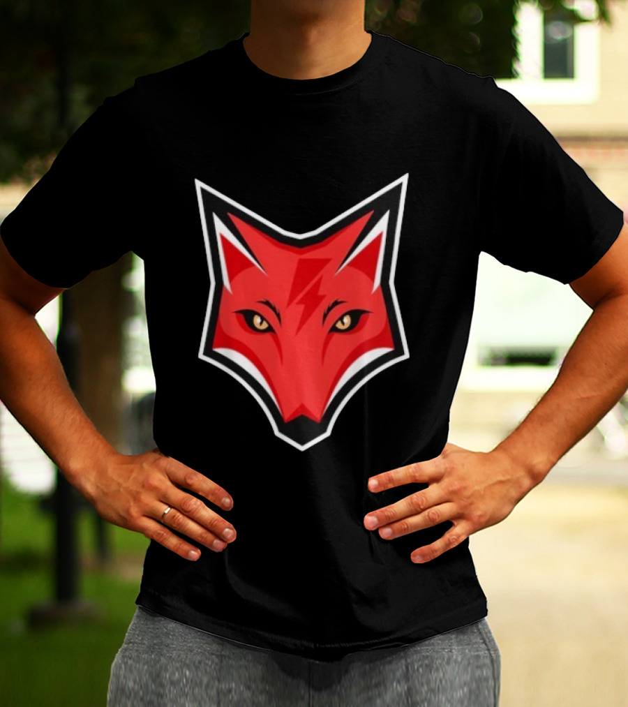Electric Fox Lightning Emblem Red Fox Face T-Shirt