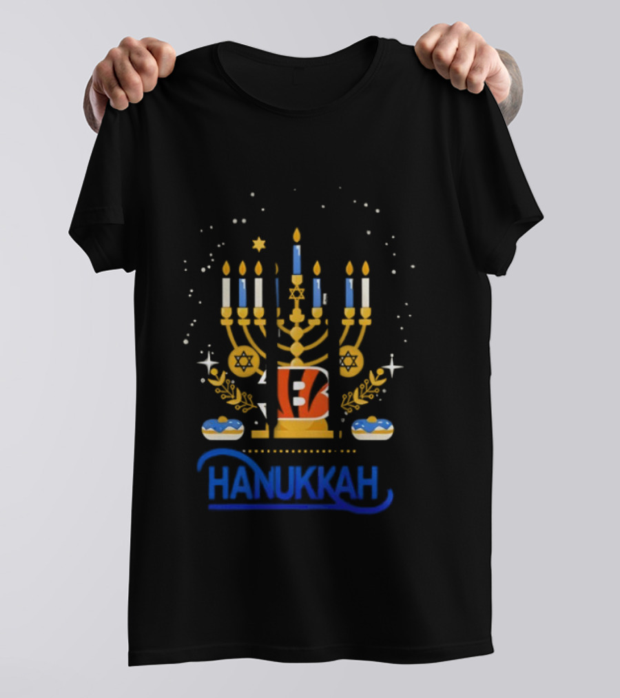 Cincinnati Bengals Hanukkah Menorah Celebration T-Shirt