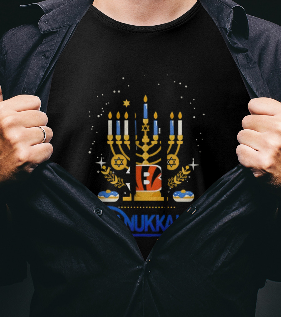 Cincinnati Bengals Hanukkah Menorah Celebration T-Shirt