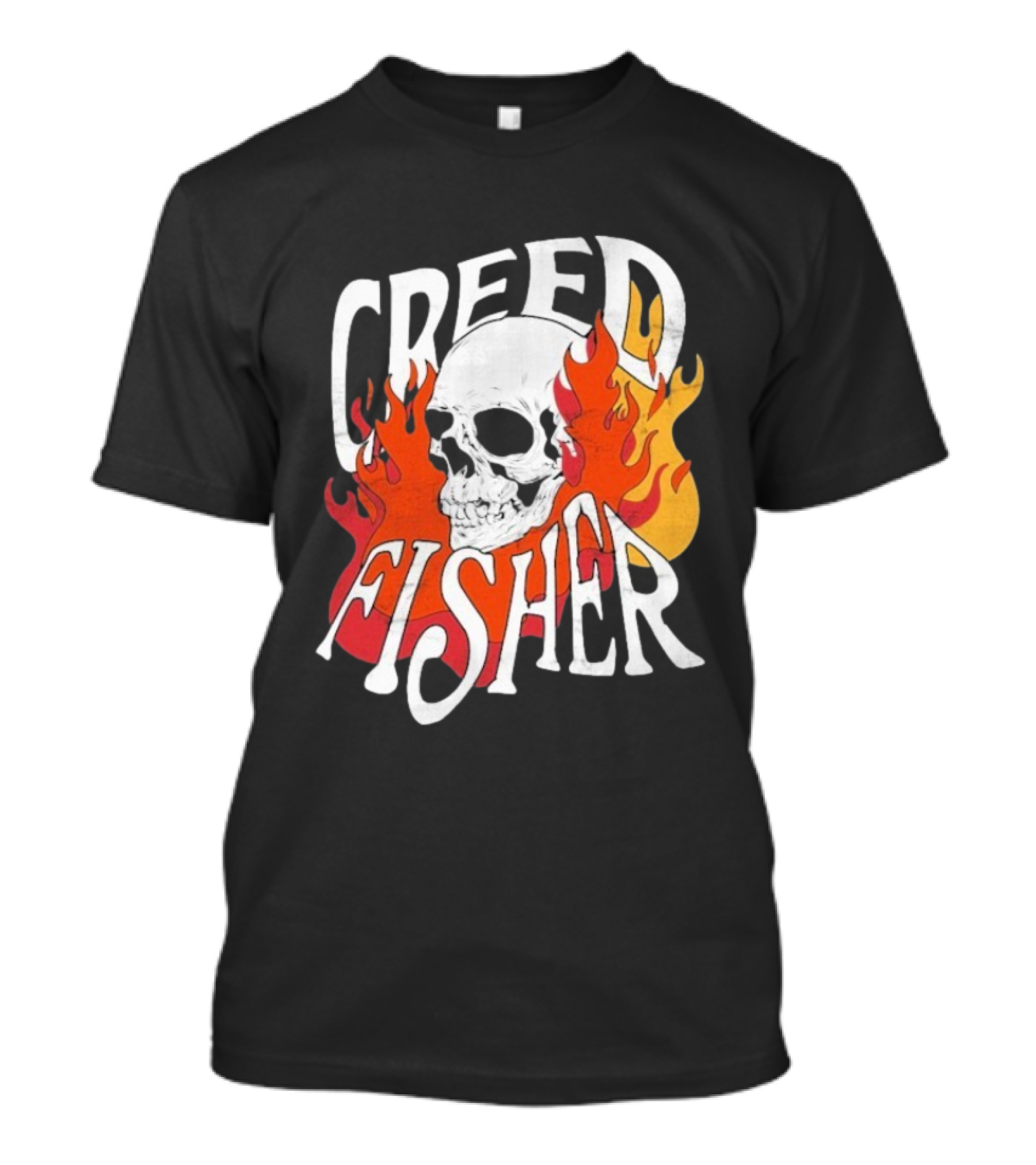 Creed Fisher Skull Flames Fire T-Shirt