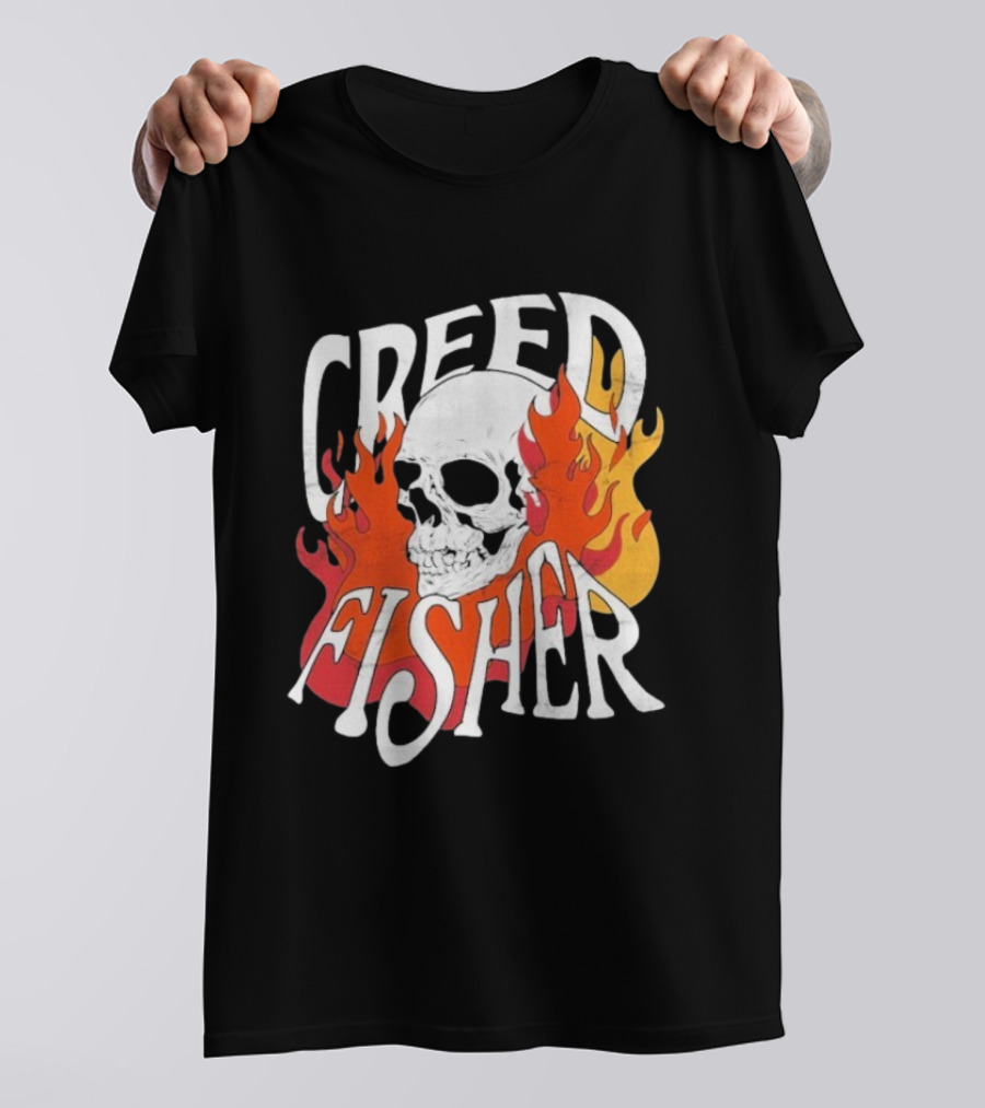 Creed Fisher Skull Flames Fire T-Shirt