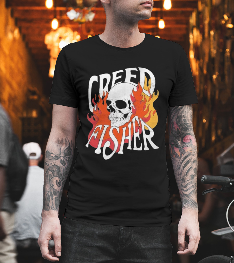 Creed Fisher Skull Flames Fire T-Shirt