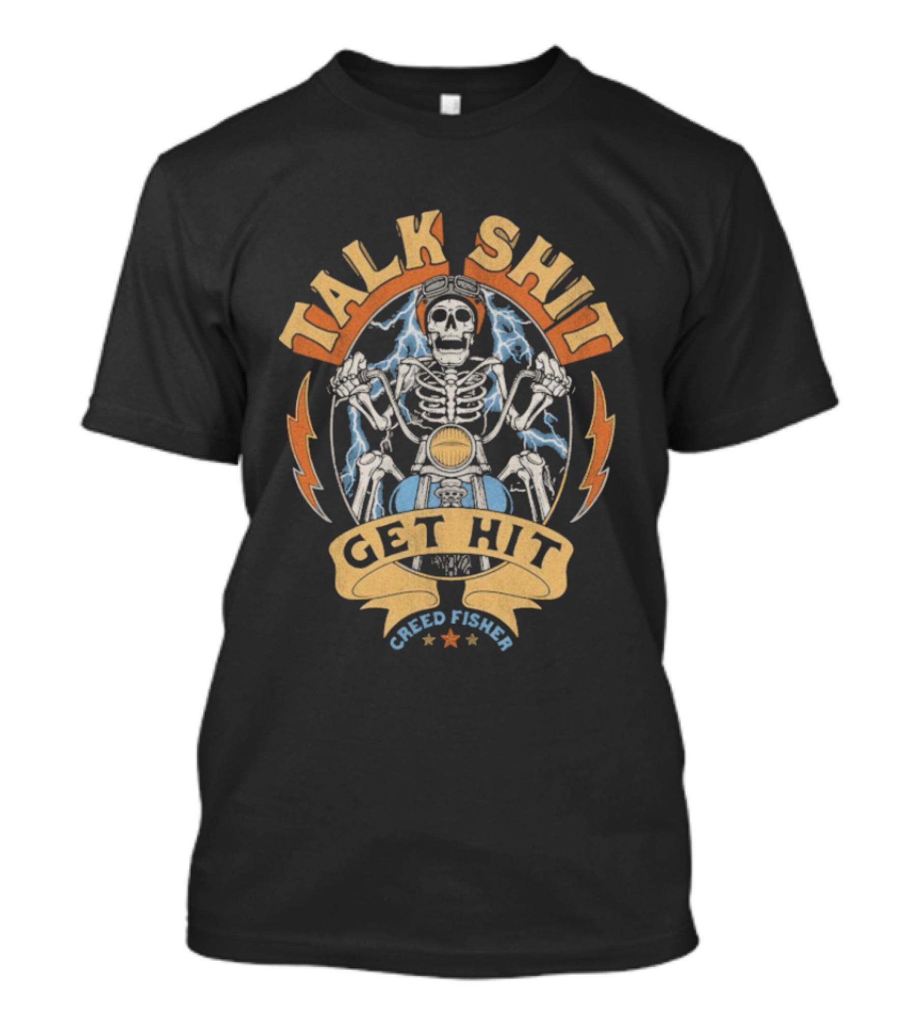 Creed Fisher Talk Shit Get Hit Skull Skeleton Motorcycle T-Shirt