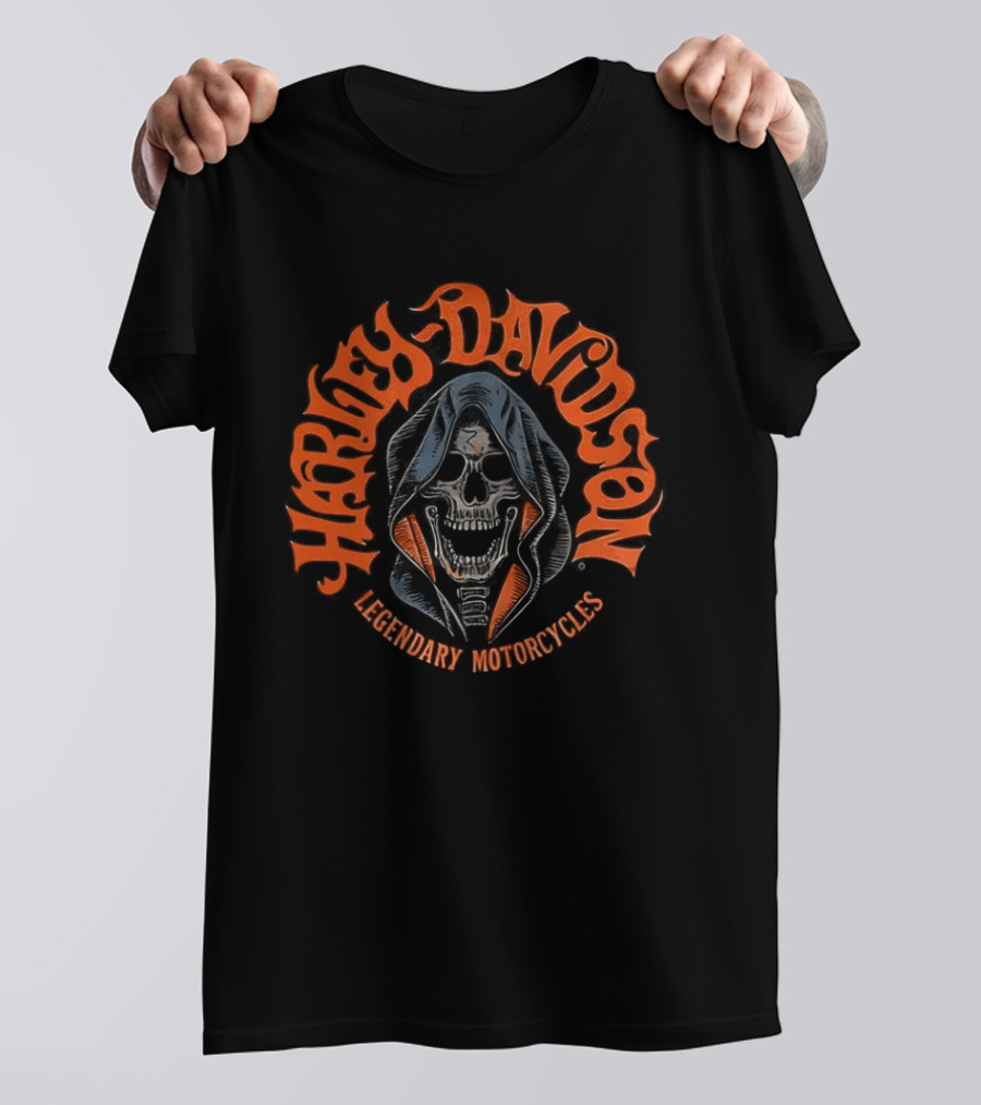 Harley Davidson Legendary Motorcycles Skull Iconic Biker Heritage T-Shirt