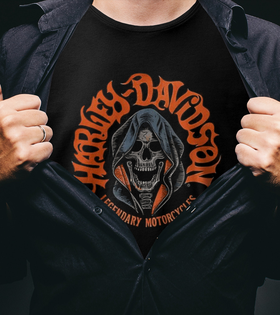 Harley Davidson Legendary Motorcycles Skull Iconic Biker Heritage T-Shirt