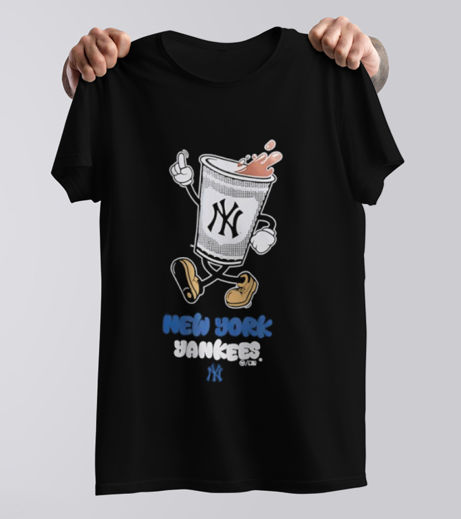 NY Yankees Coffee Cup Cartoon T-Shirt