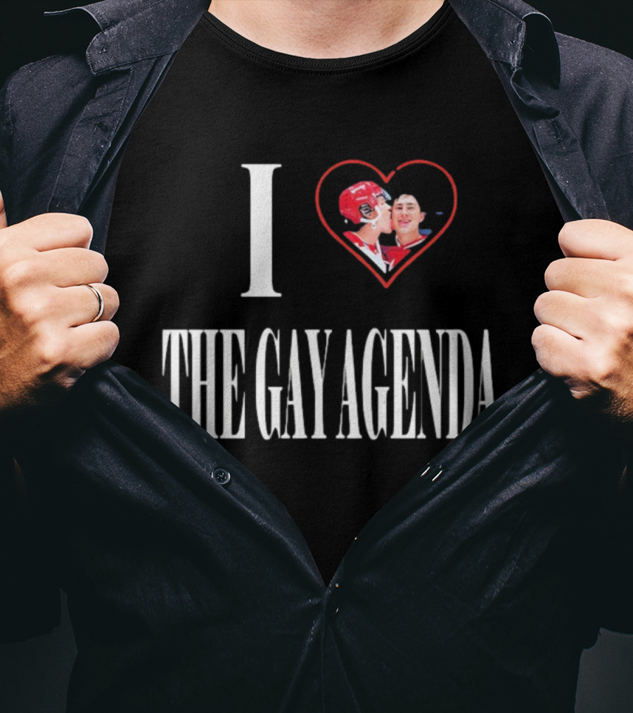 I Love The Gay Agenda Hockey Embrace T-Shirt