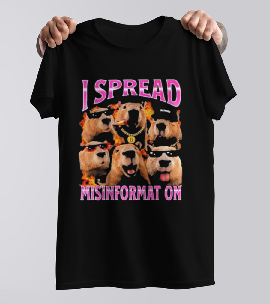 I Spread Misinformation Capybara Meme With Cool Capybaras In Sunglasses And Accessories T-Shirt