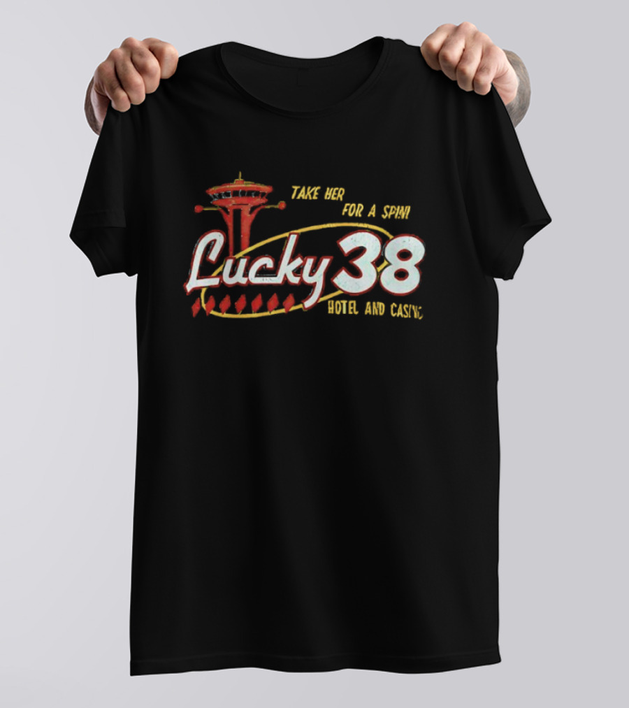 Lucky 38 Hotel And Casino Take Her For A Spin Tower T-Shirt