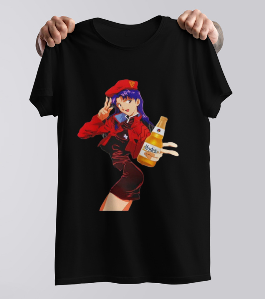 Misato Katsuragi Modelo Especial Beer Anime Fusion T-Shirt