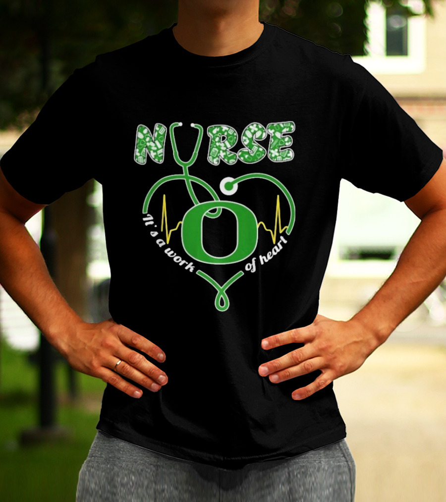 Oregon Ducks Nurse It’s A Work Of Heart Stethoscope T-Shirt