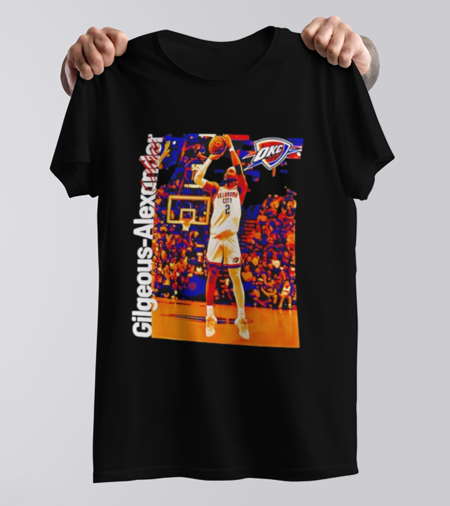 Oklahoma City Thunder Shai Gilgeous Alexander Basketball Action OKC Fans Gear T-Shirt