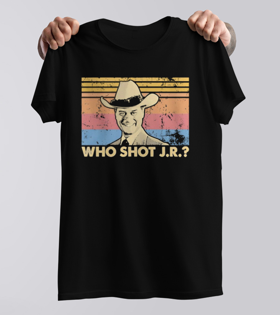 Who Shot J.R. Retro Cowboy Dallas TV Soap Opera Mystery T-Shirt