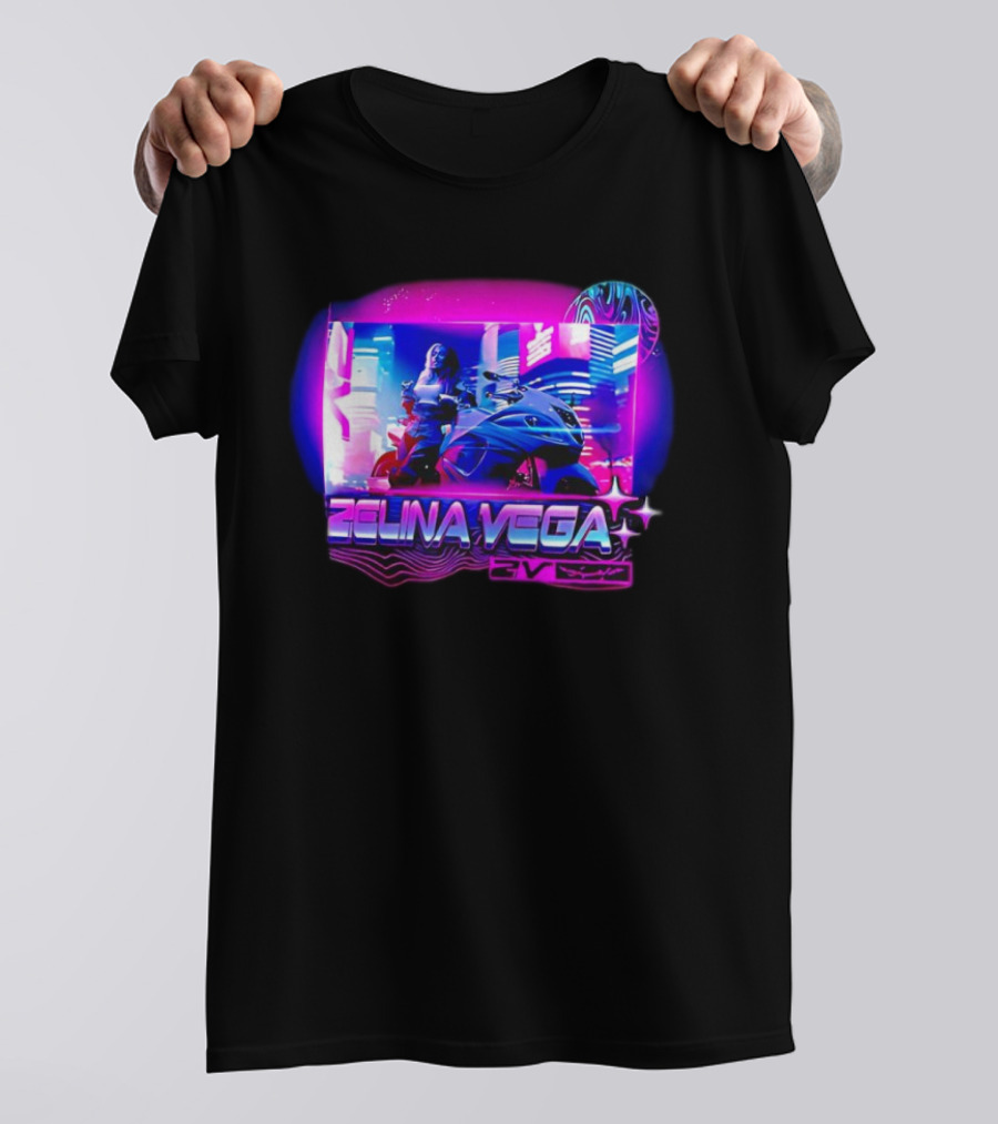 Zelina Vega Motorcycle Neon Cyberpunk WWE Champion T-Shirt