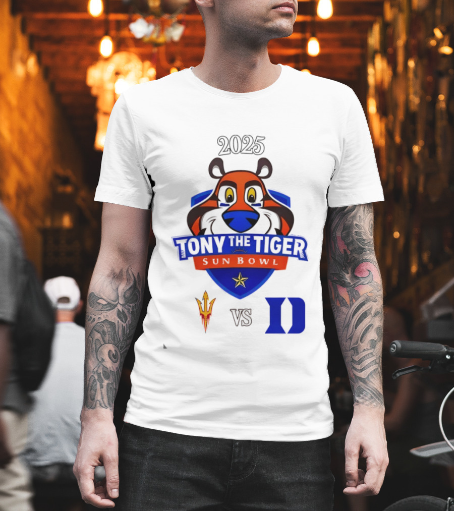 Arizona State Sun Devils Vs Duke Blue Devils 2025 Tony The Tiger Sun Bowl College Football Game T-Shirt