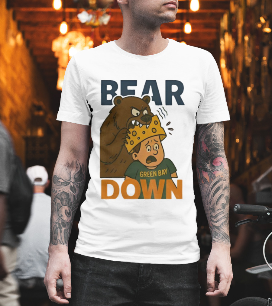 Bear Down Green Bay Packers Rivalry Cheesy Confrontation T-Shirt