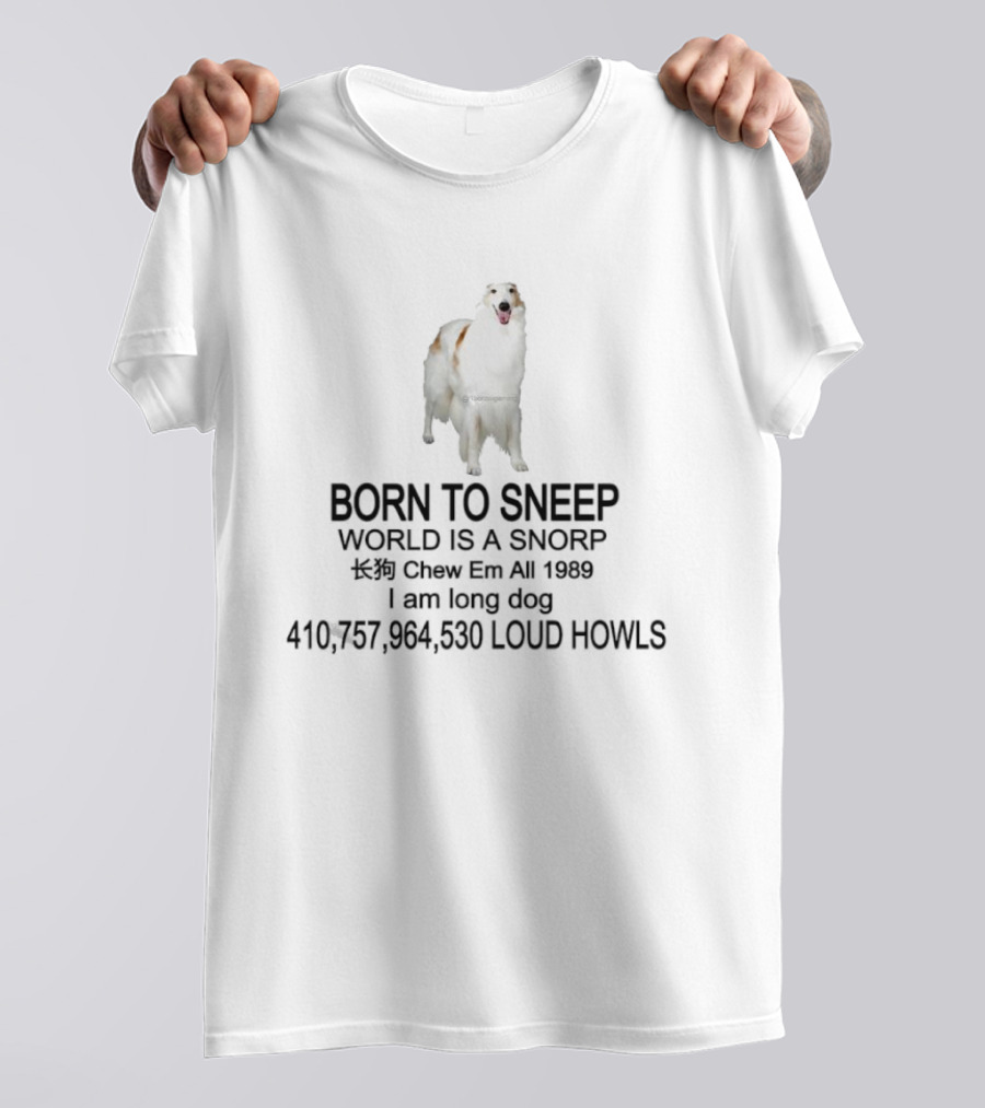 Borzoi Dog Born To Sneep World Is A Snorp I Am Long Dog T-Shirt