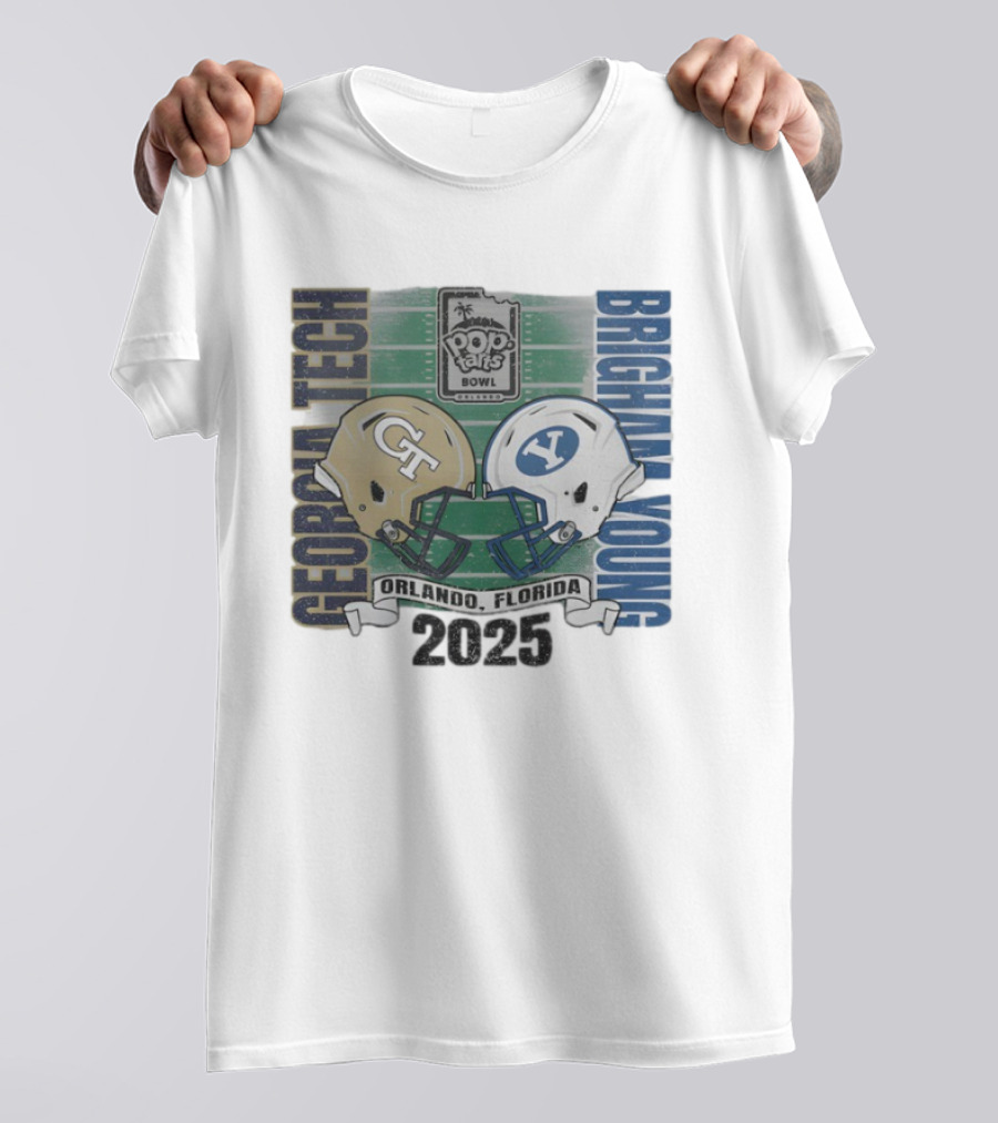 Georgia Tech Vs Brigham Young 2025 Pop Tarts Bowl Orlando Football Helmets T-Shirt