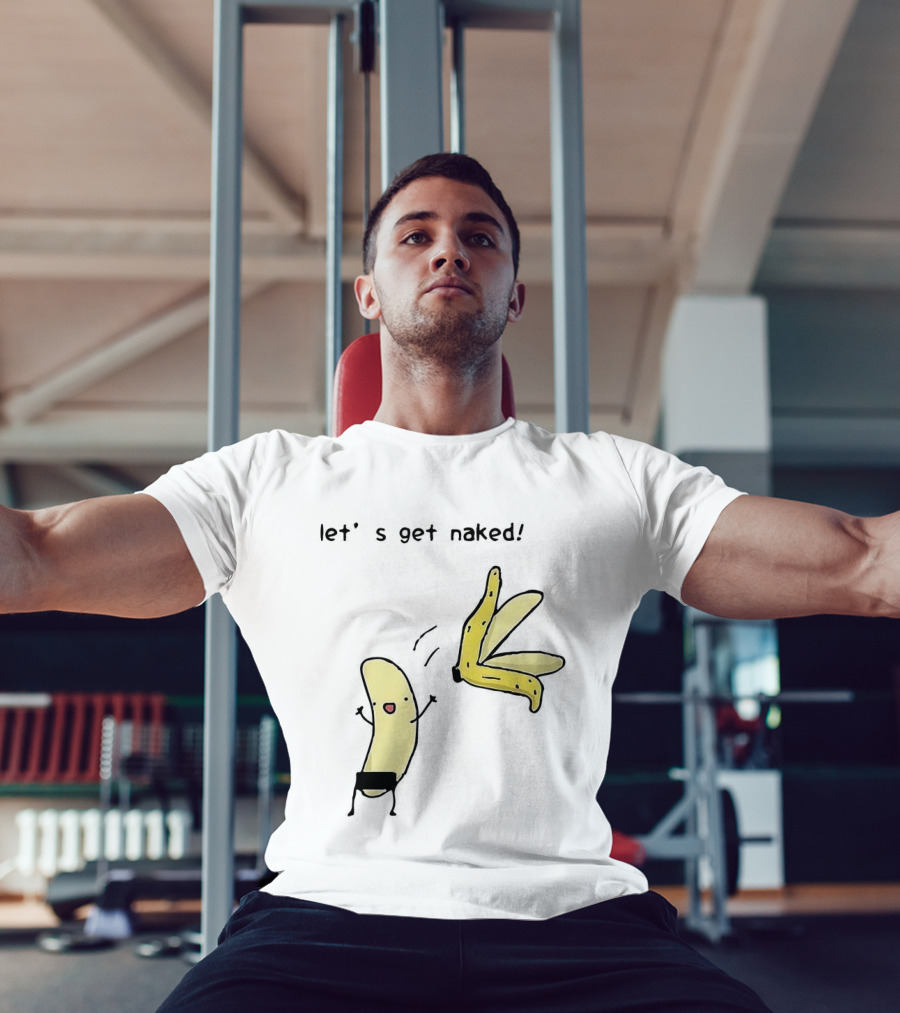 Let's Get Naked Peel The Banana Meme Funny Cartoon T-Shirt