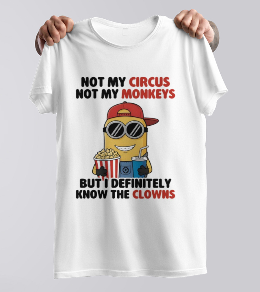 Circus Monkeys Clowns Minion With Popcorn And Drink T-Shirt