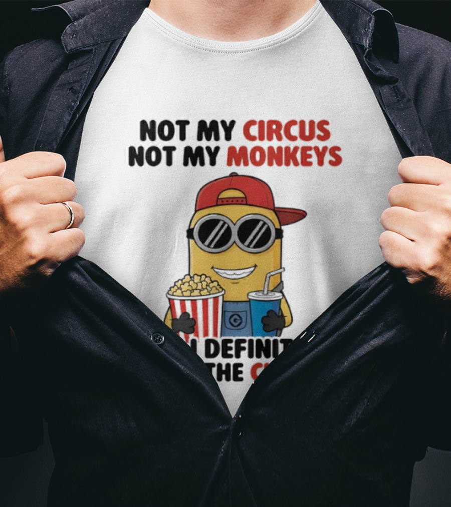 Circus Monkeys Clowns Minion With Popcorn And Drink T-Shirt