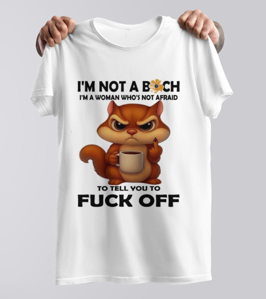 Angry Squirrel Coffee Middle Finger Woman Empowerment Message T-Shirt