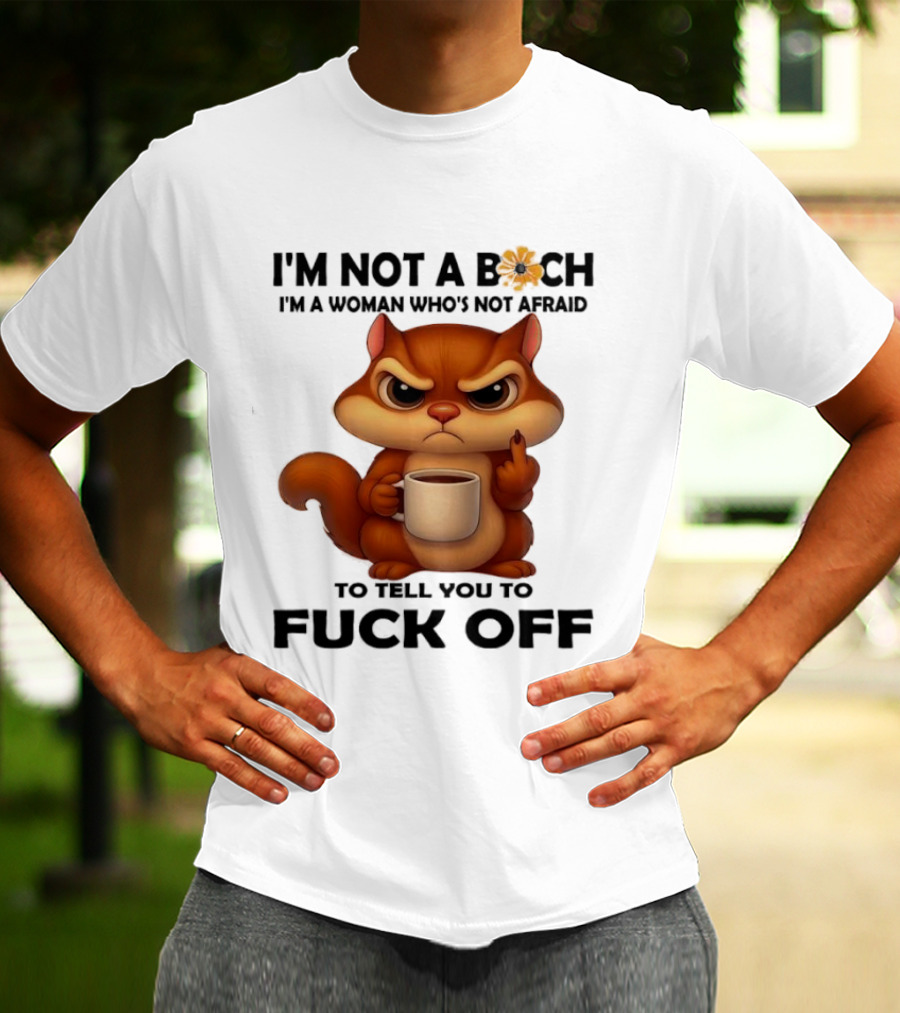 Angry Squirrel Coffee Middle Finger Woman Empowerment Message T-Shirt