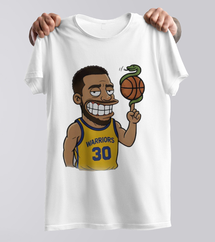 Warriors 30 Steph Curry Cartoon Snake Basketball T-Shirt