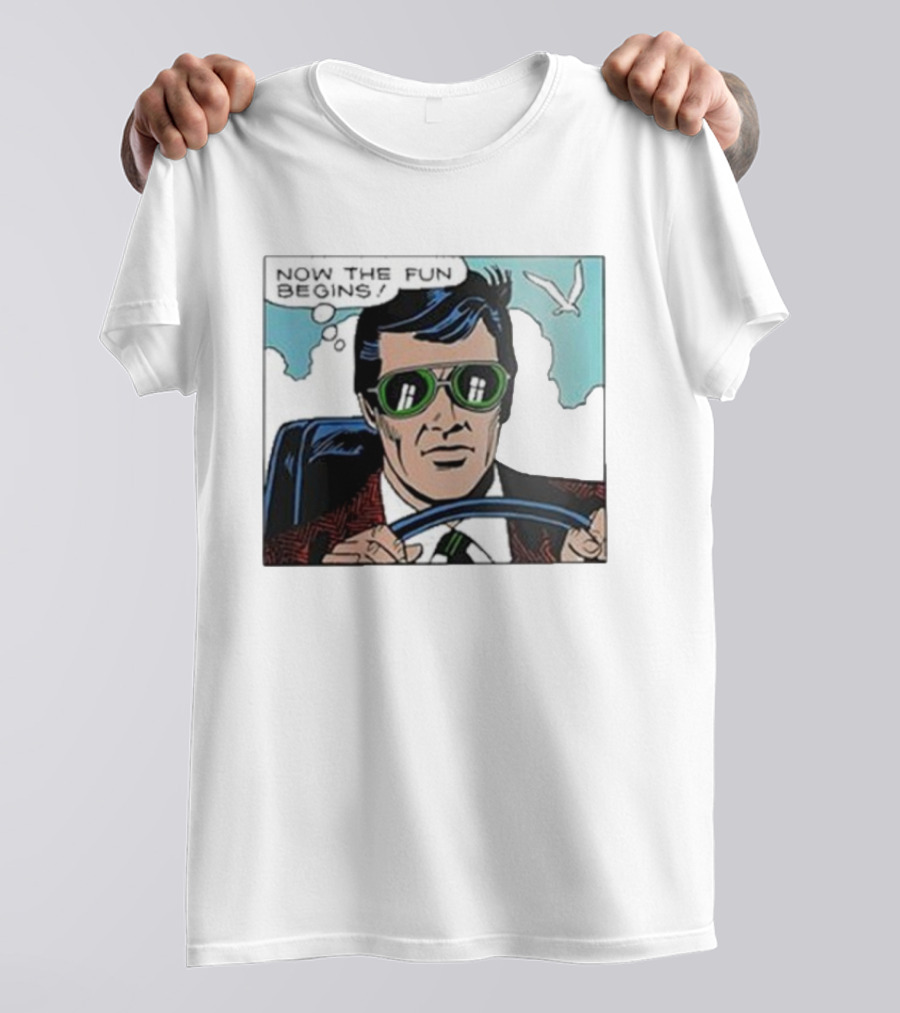 Now The Fun Begins Retro Driver Comic Panel T-Shirt