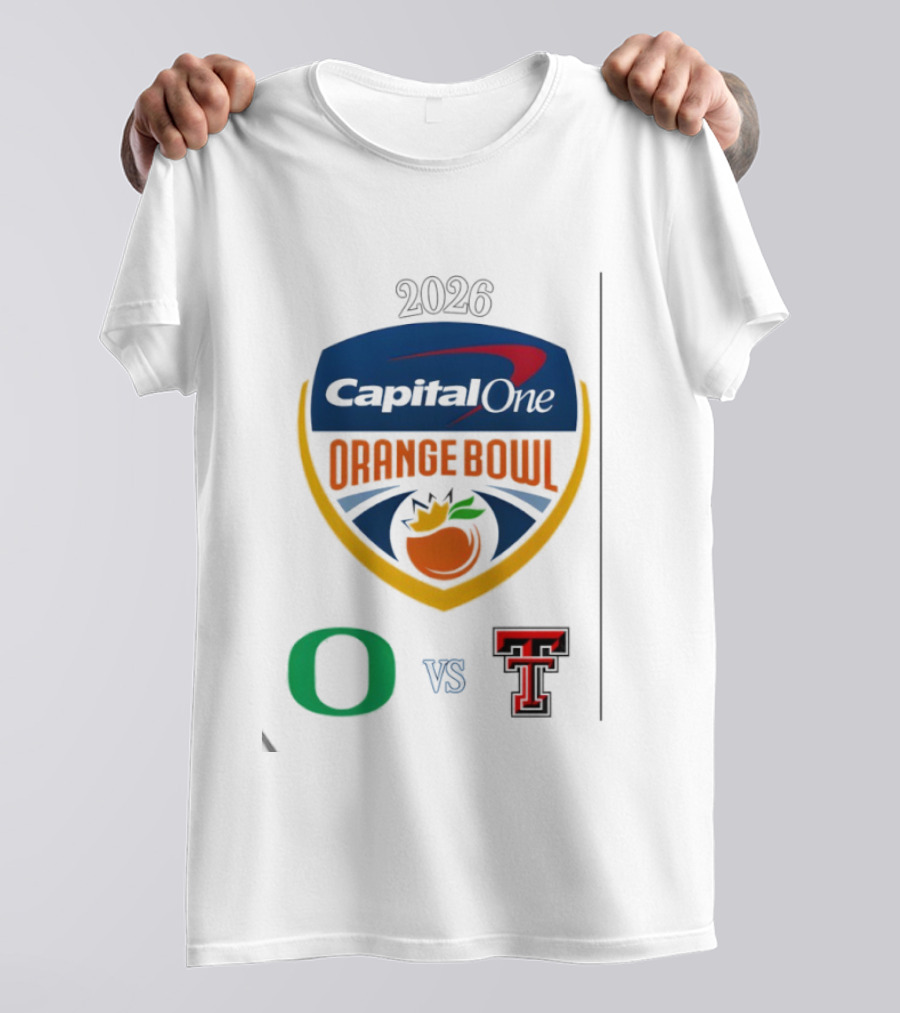 Oregon Ducks Vs Texas Tech Red Raiders 2026 Capital One Orange Bowl Matchup T-Shirt
