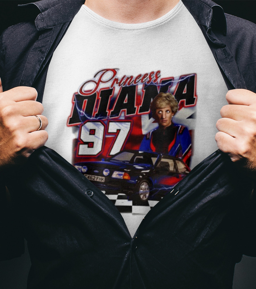 Princess Diana 97 Racer Car Union Jack T-Shirt