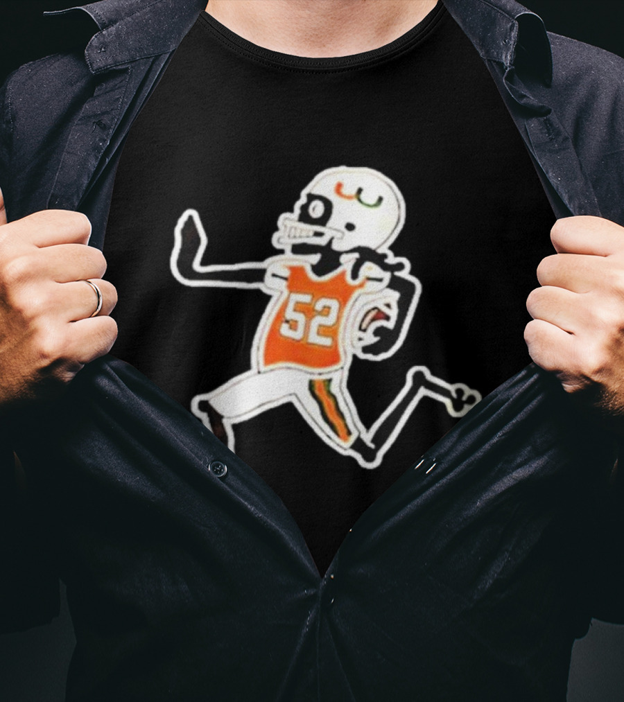 Francisco Mauigoa Skeletal 52 Miami Hurricanes Football Player T-Shirt