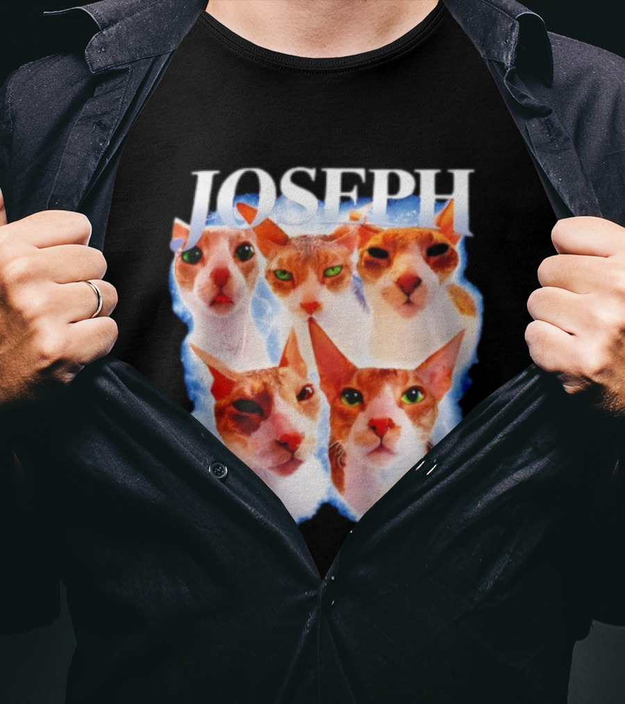 JOSEPH Five Cat Faces Blue Aura T-Shirt