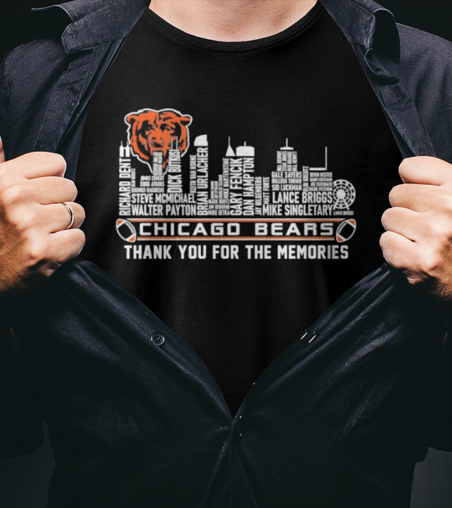 Chicago Bears Thank You For The Memories Skyline Bear T-Shirt