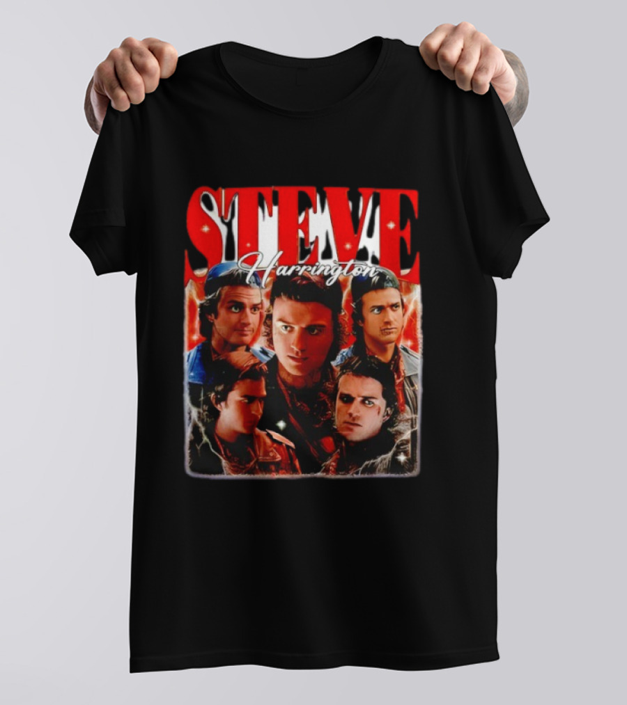 Steve Harrington Character Collage Flame Background T-Shirt