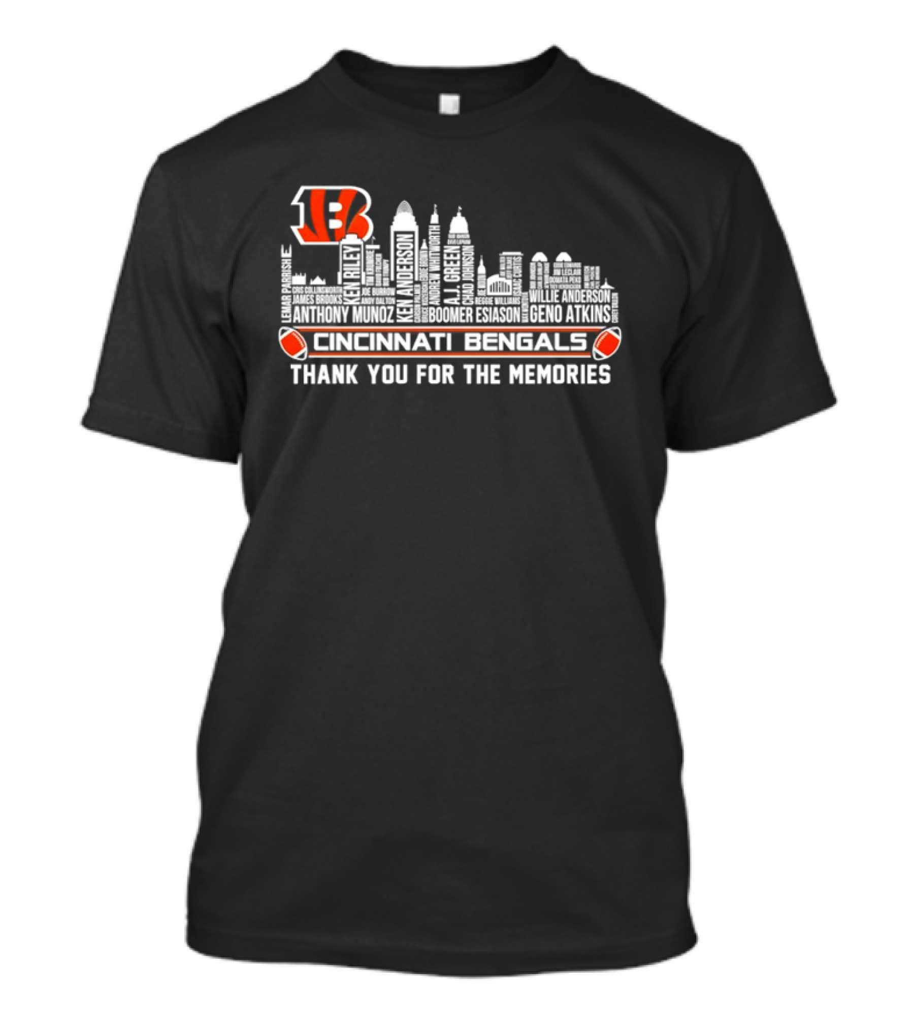 Cincinnati Bengals NFL Team City Skyline Thank You For The Memories T-Shirt