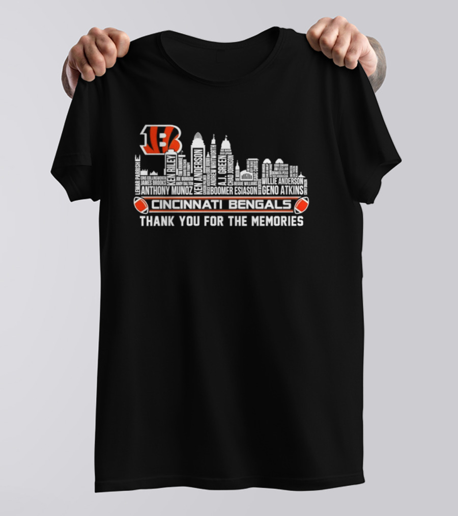 Cincinnati Bengals NFL Team City Skyline Thank You For The Memories T-Shirt
