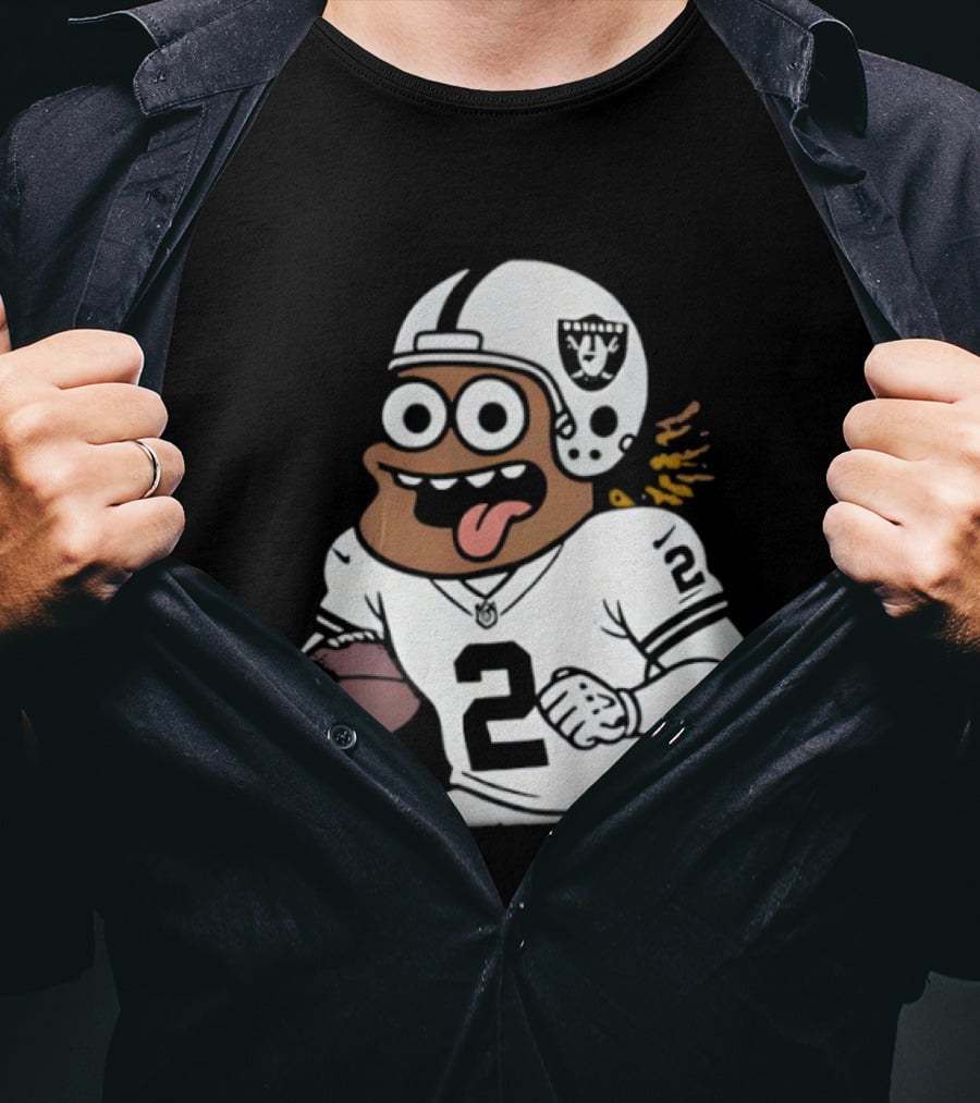 Las Vegas Raiders Ashton Jeanty Cartoon Number 2 Football Player T-Shirt