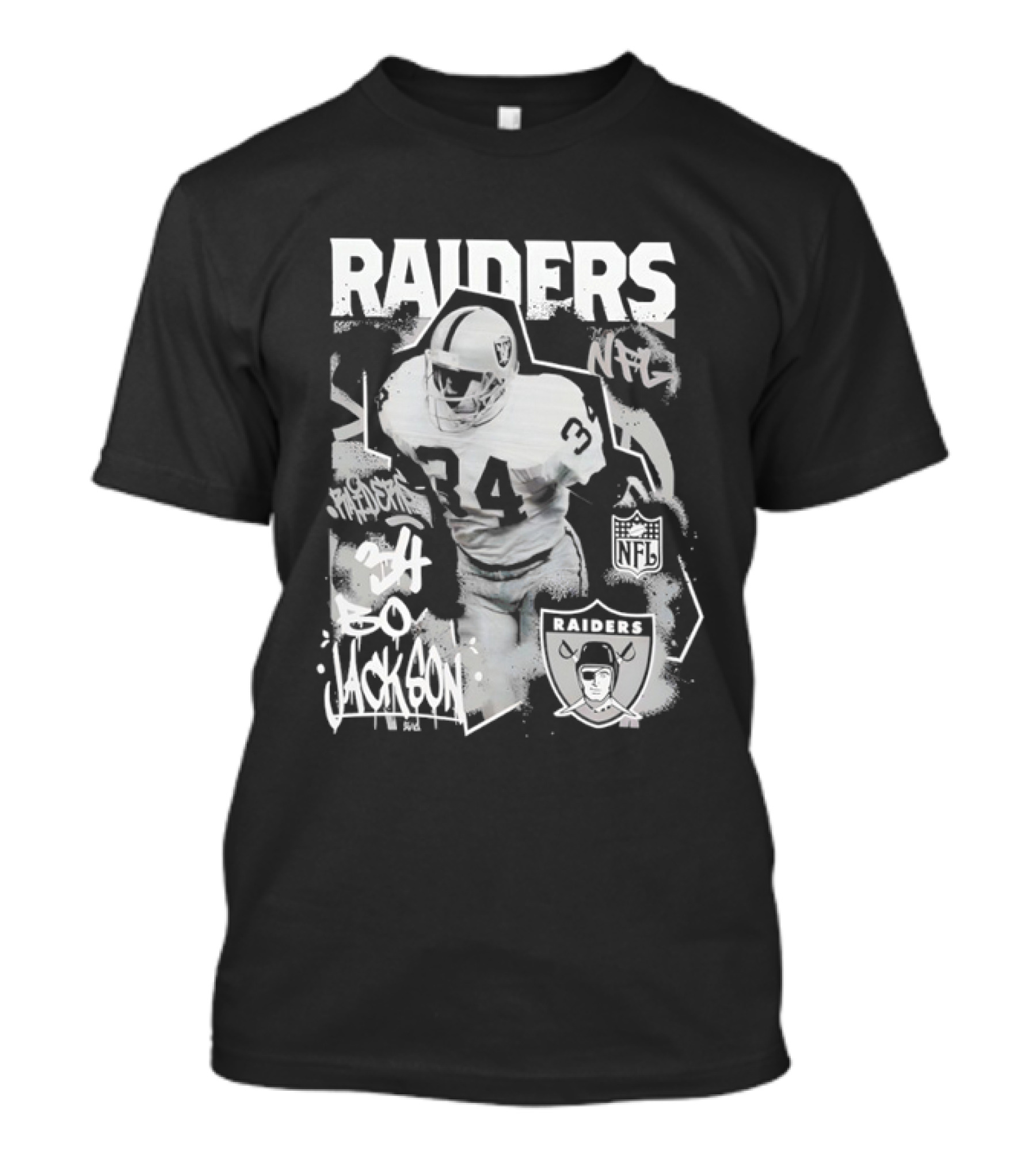 Las Vegas Raiders Bo Jackson 34 Mitchell And Ness Star Player NFL Raiders T-Shirt