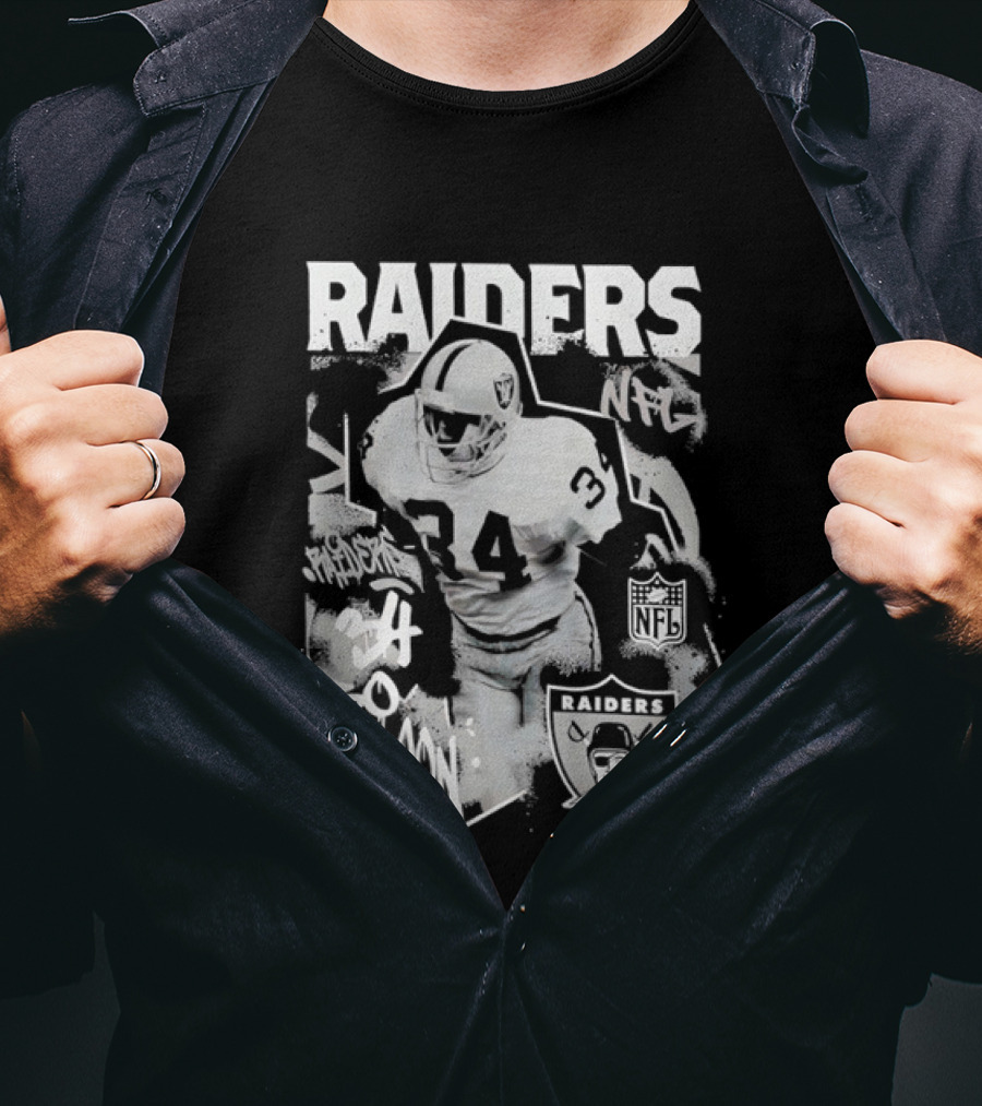 Las Vegas Raiders Bo Jackson 34 Mitchell And Ness Star Player NFL Raiders T-Shirt