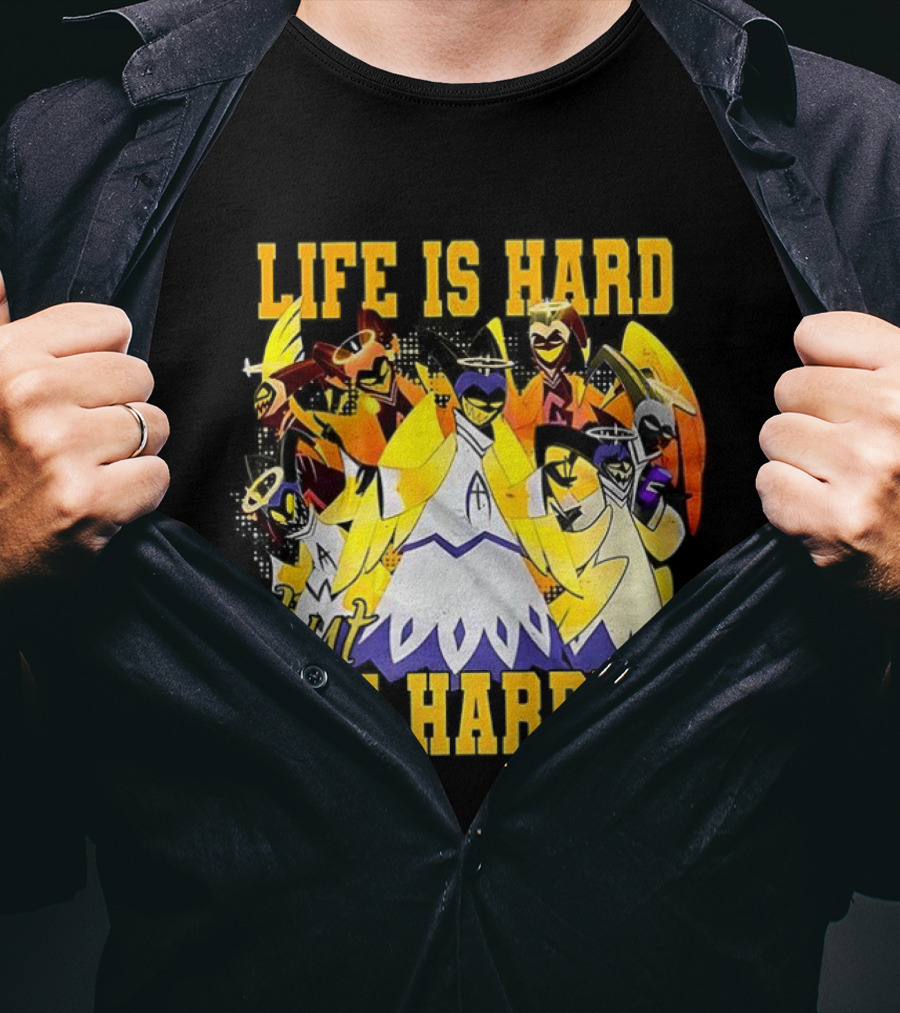 Hazbin Hotel Life Is Hard But I'm Harder Yellow Characters T-Shirt