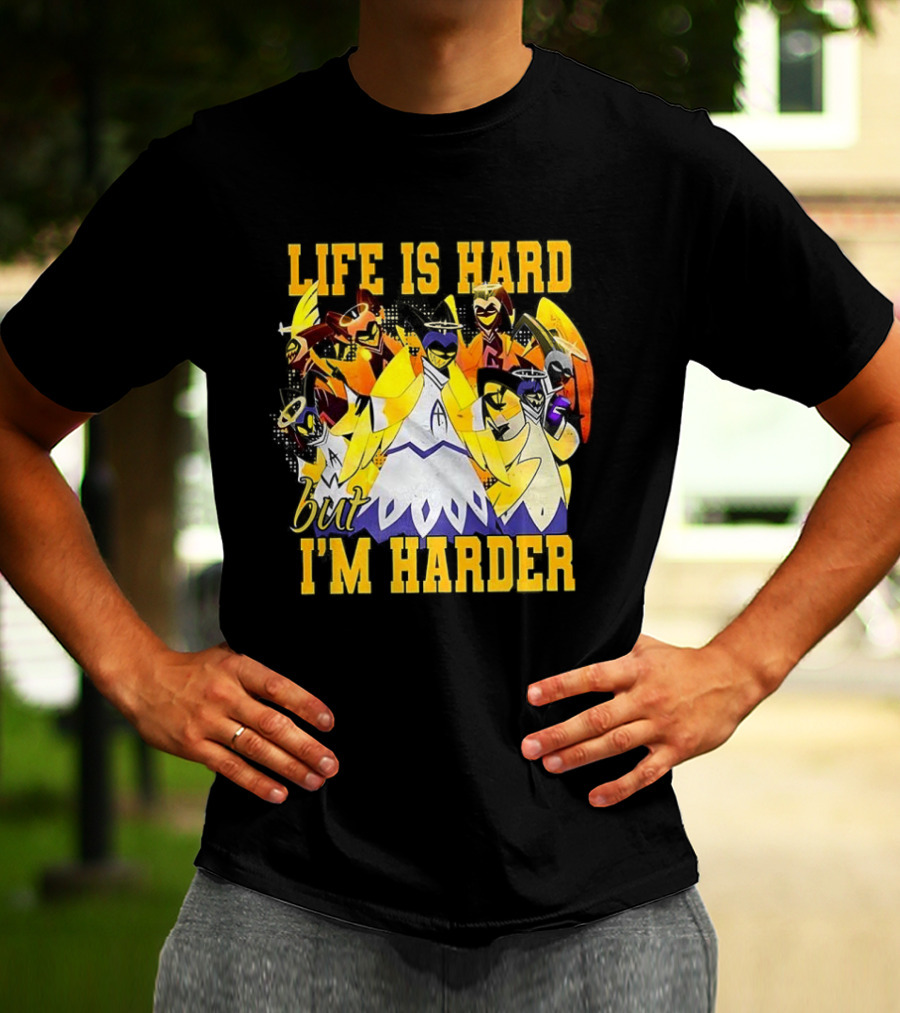 Hazbin Hotel Life Is Hard But I'm Harder Yellow Characters T-Shirt