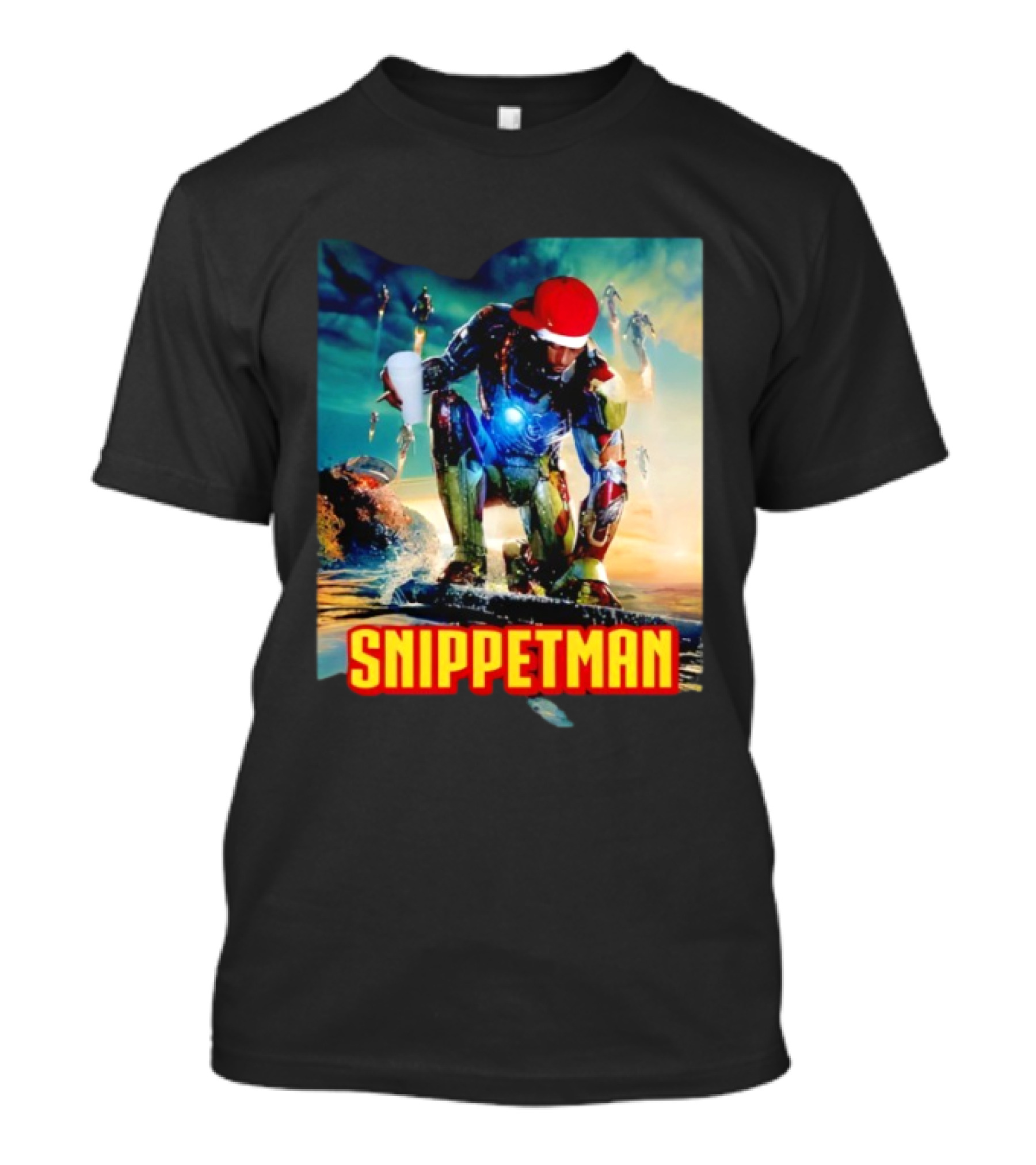 Playboi Carti Snippet Man Iron Hero Parody In Red Cap With Cup T-Shirt