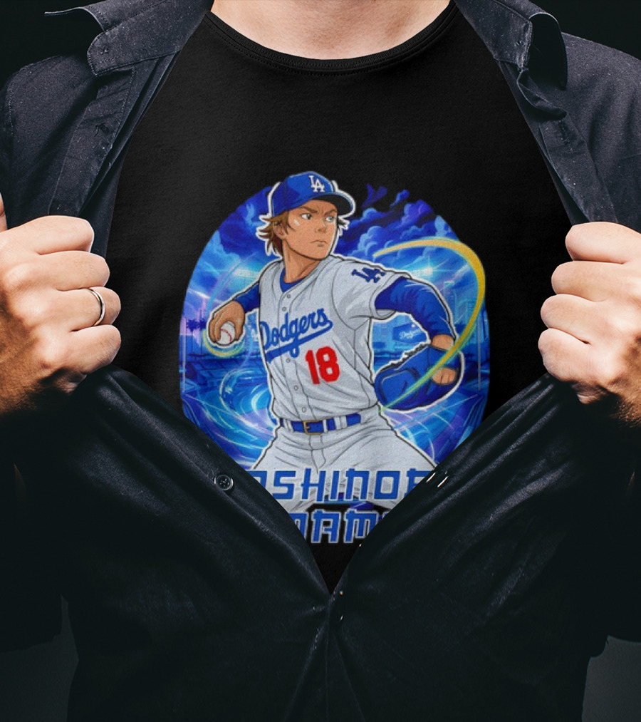 Los Angeles Dodgers Yoshinobu Yamamoto Anime Pitcher T-Shirt